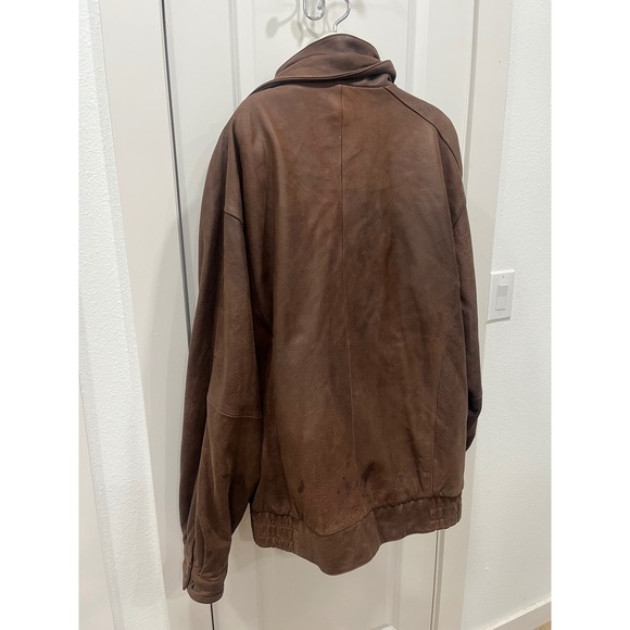 Wilsons Leather Men's Brown Genuine Leather Bomber Jacket Full Zip Size XL - Picture 12 of 16